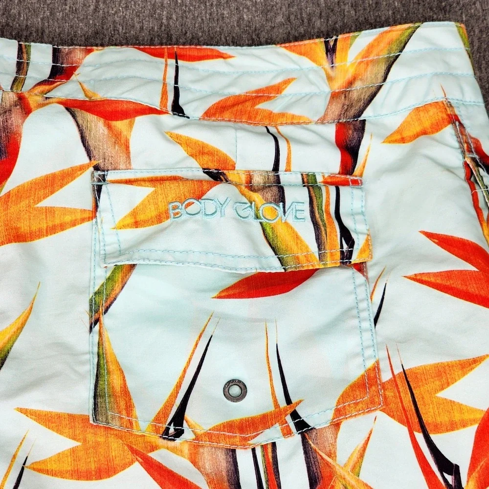 Body Glove Hawaiian Board Short 36 Men Blue Red Bird Paradise Tropical Swim 8